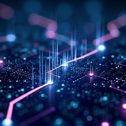 Abstrakte Visualisierung von Datenpunkten und Verbindungen als Symbol für Fintech-Analyse